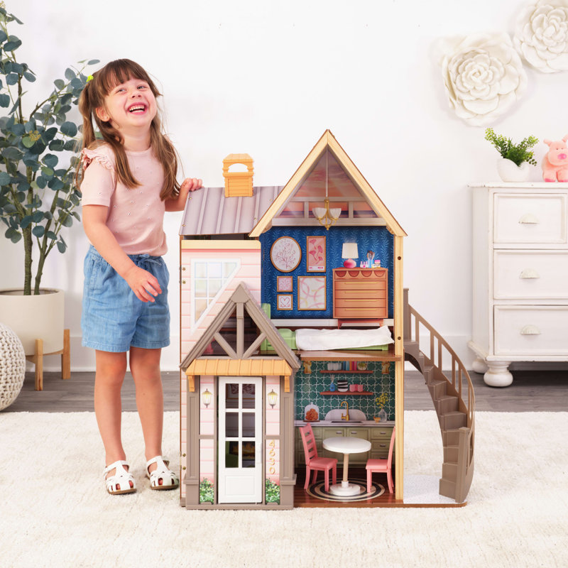 KidKraft Modern Charm Wooden Dollhouse with Open Close Front and 7 Accessories Reviews Wayfair